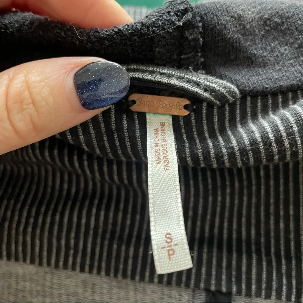 Free People Striped Knit Gray Cotton Pinstripe Hooded Moto Jacket EUC Size Small